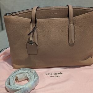 kate spade pebble leather tote in taupe